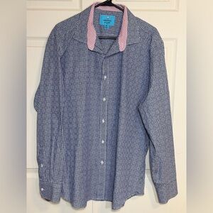 Christian Aujard Men's XL Blue Checkered long sleeve button down Shirt